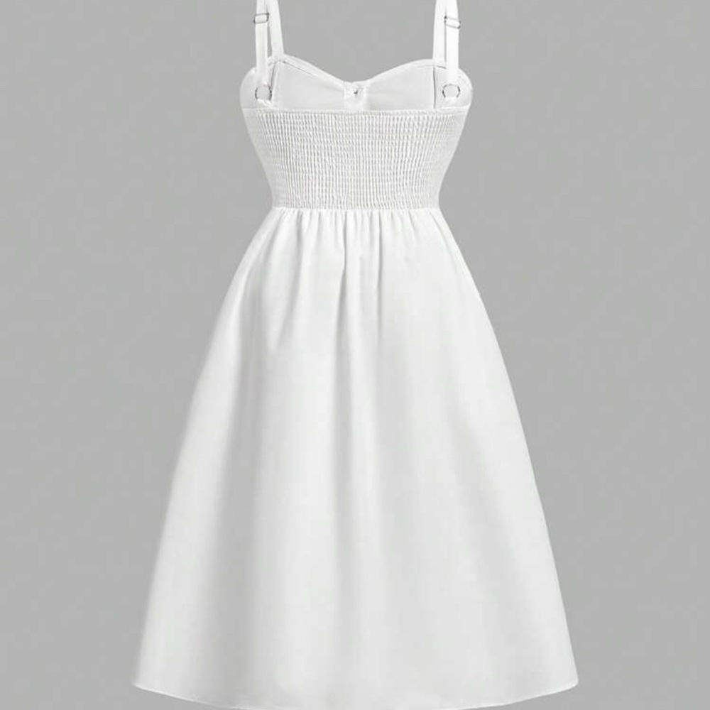 SHEIN White Smocked Midi Dress
